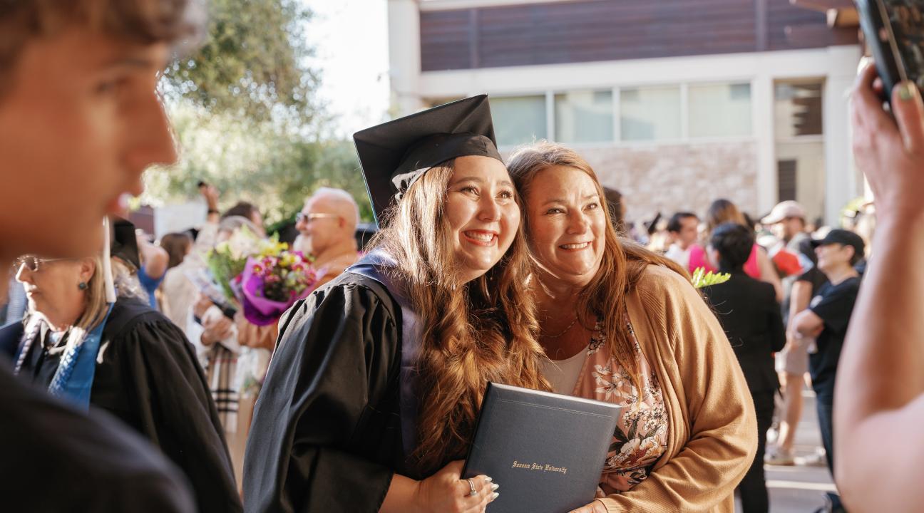 Student and Parent at graduation